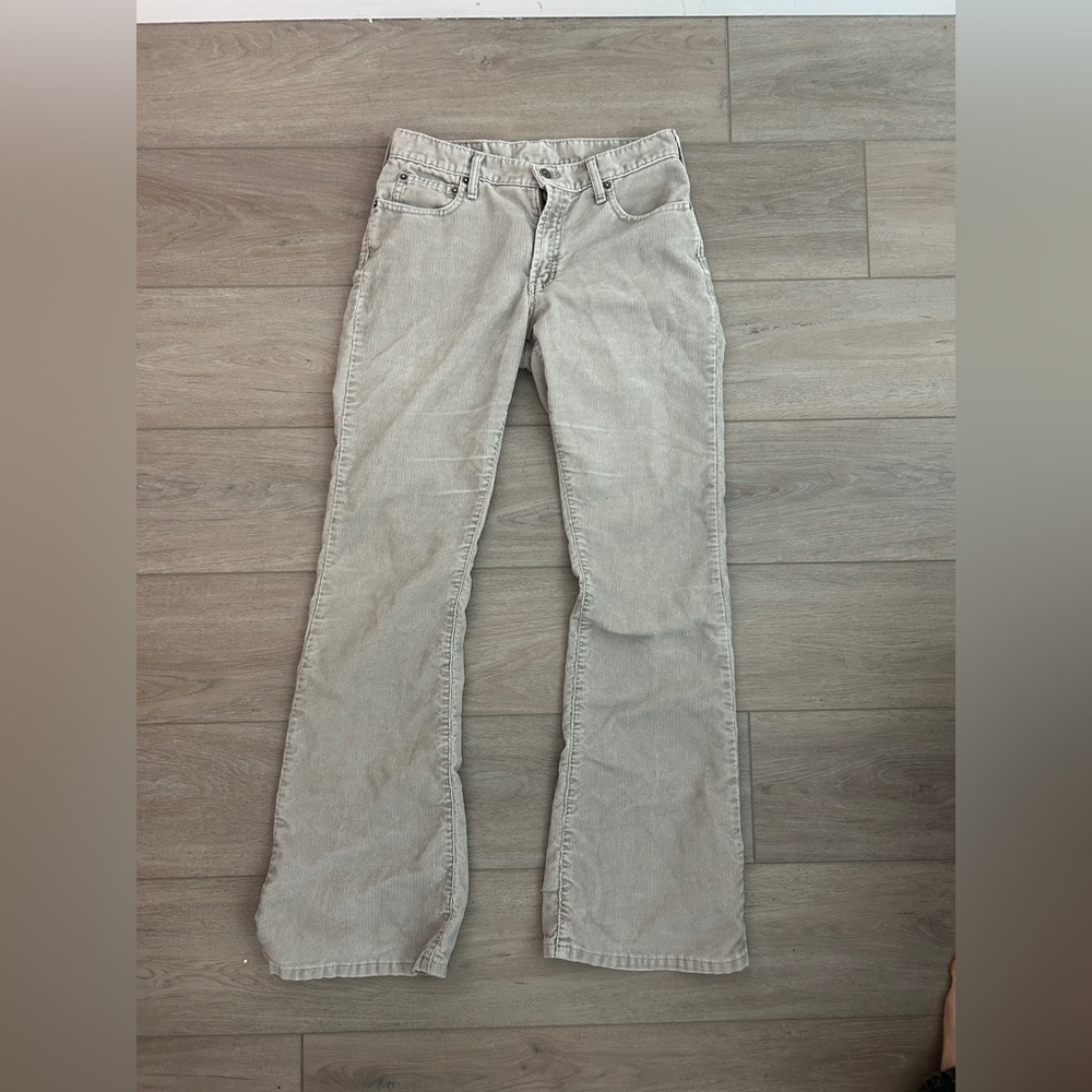 Vintage 90s Abercrombie Mid-Rise Cream/Tan Corduroy Flare Pants Women’s Size 2